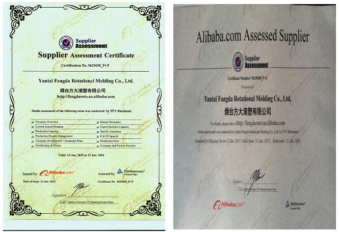 Yantai Fangda Rotational Molding Co., Ltd passed TUV Rheinland company supplier qualification assessment.
